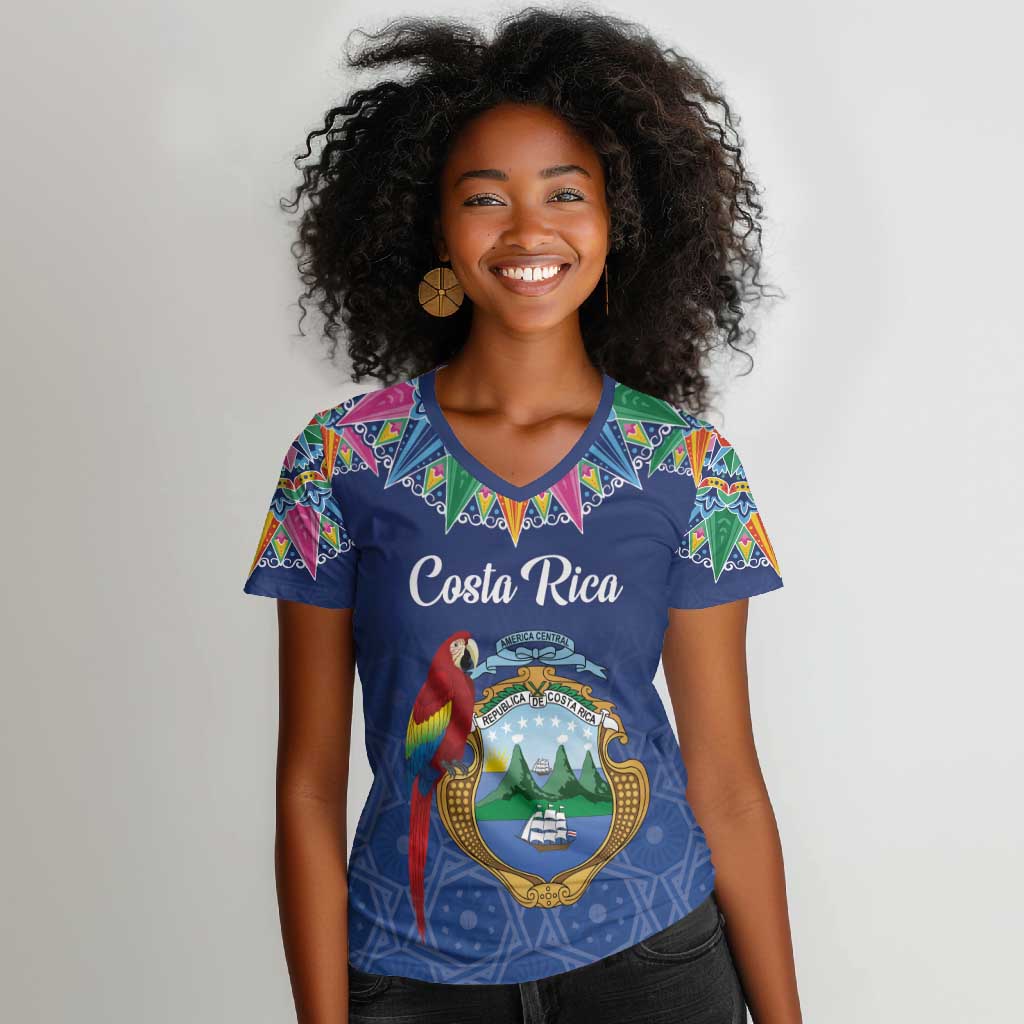 Pura Vida Costa Rica Personalized Women V-Neck T-Shirt Oxcart Ornate Inspired - African Pride