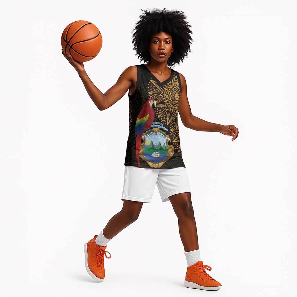 Pura Vida Costa Rica Personalized Basketball Jersey Oxcart Ornate Inspired Gold Pattern LT7