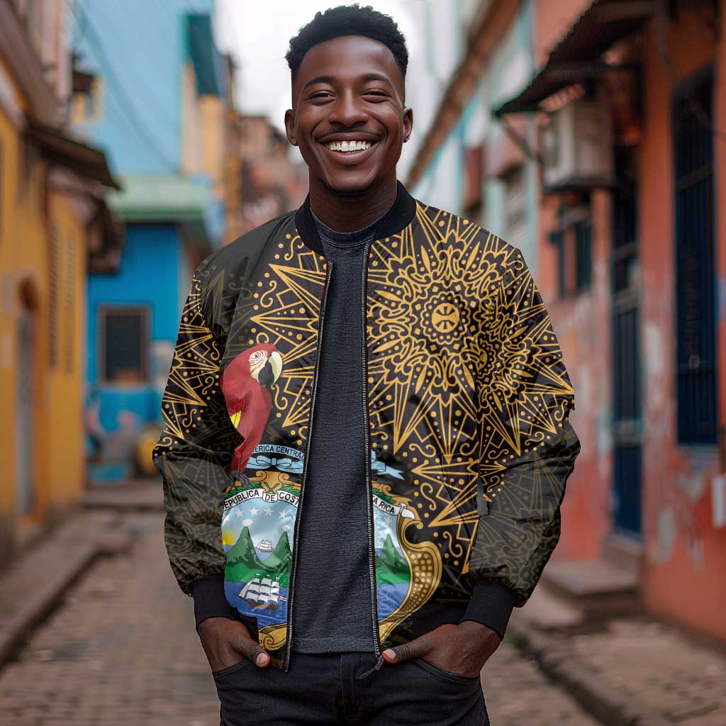 Pura Vida Costa Rica Personalized Bomber Jacket Oxcart Ornate Inspired Gold Pattern - African Pride