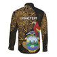 Pura Vida Costa Rica Personalized Long Sleeve Button Shirt Oxcart Ornate Inspired Gold Pattern - African Pride