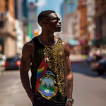 Pura Vida Costa Rica Personalized Men Tank Top Oxcart Ornate Inspired Gold Pattern - African Pride