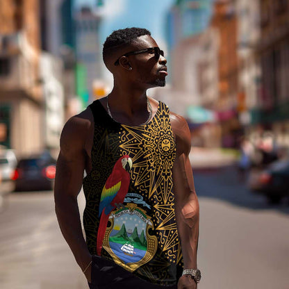 Pura Vida Costa Rica Personalized Men Tank Top Oxcart Ornate Inspired Gold Pattern - African Pride