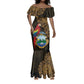 Pura Vida Costa Rica Personalized Mermaid Dress Oxcart Ornate Inspired Gold Pattern - African Pride