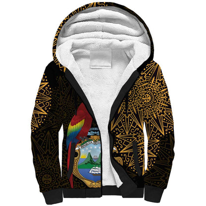 Pura Vida Costa Rica Personalized Sherpa Hoodie Oxcart Ornate Inspired Gold Pattern - African Pride