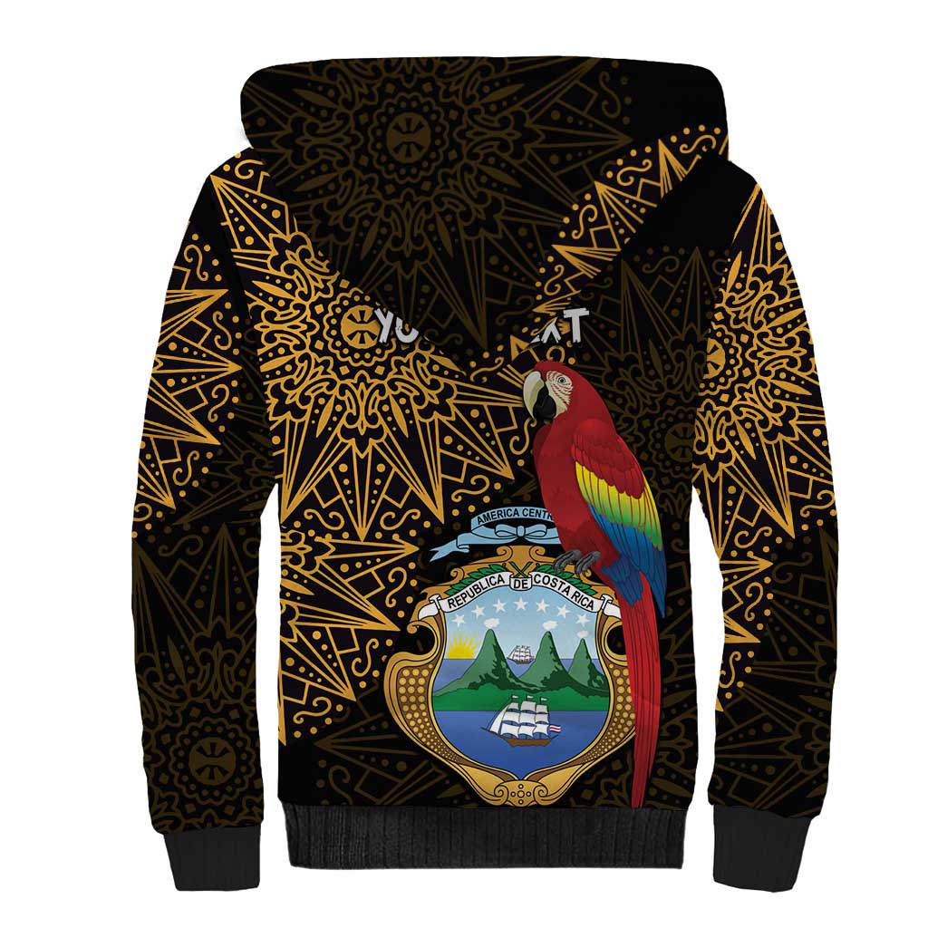 Pura Vida Costa Rica Personalized Sherpa Hoodie Oxcart Ornate Inspired Gold Pattern - African Pride
