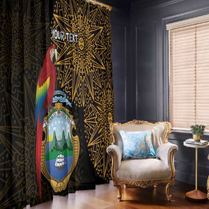 Pura Vida Costa Rica Personalized Window Curtain Oxcart Ornate Inspired Gold Pattern - African Pride