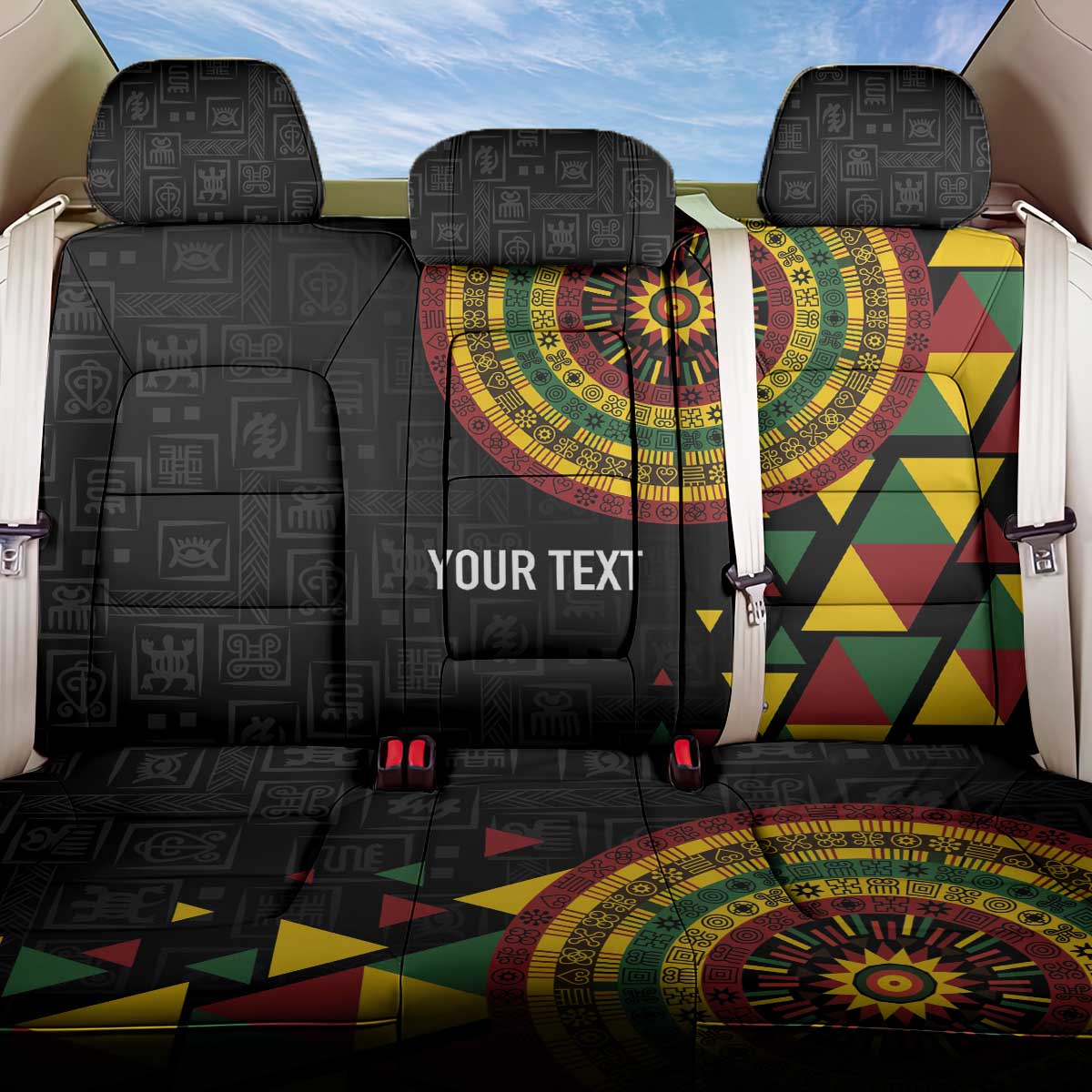 Personalized Adinkra Afro-Akan Culture Back Car Seat Cover Afrikan Colors