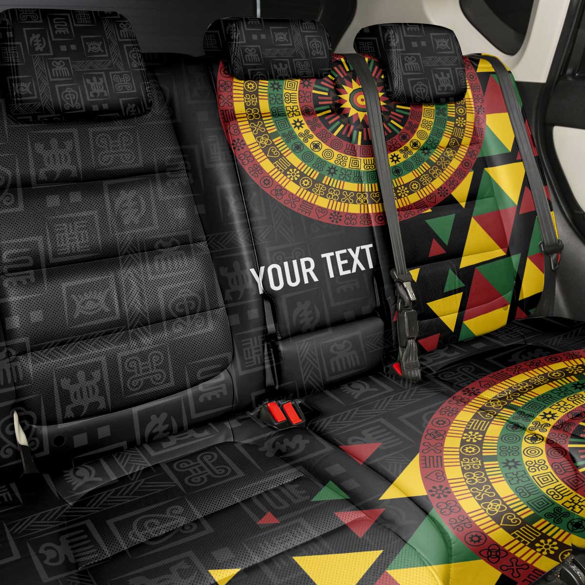 Personalized Adinkra Afro-Akan Culture Back Car Seat Cover Afrikan Colors