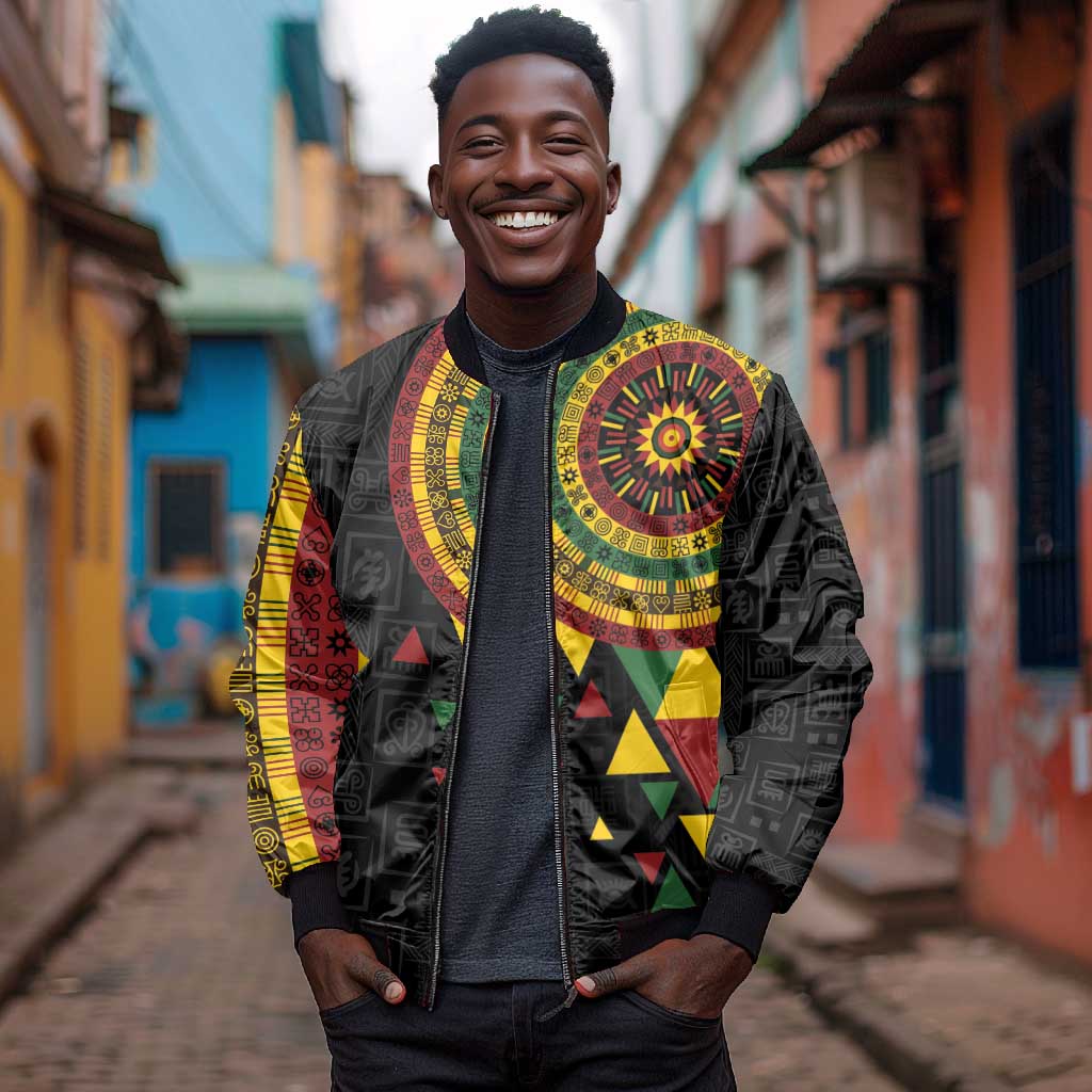 Personalized Adinkra Afro-Akan Culture Bomber Jacket Afrikan Colors