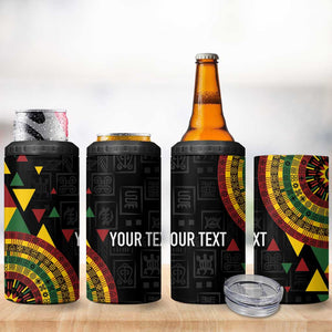 Personalized Adinkra Afro-Akan Culture 4 in 1 Can Cooler Tumbler Afrikan Colors