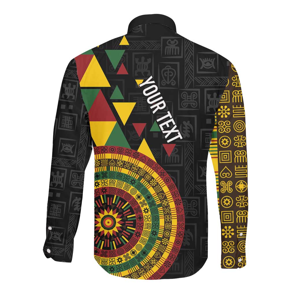 Personalized Adinkra Afro-Akan Culture Long Sleeve Button Shirt Afrikan Colors