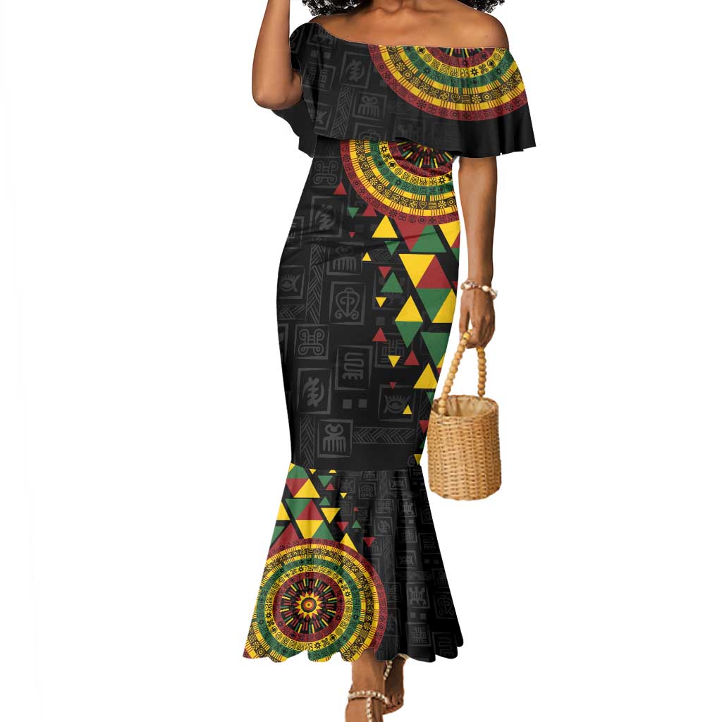 Personalized Adinkra Afro-Akan Culture Mermaid Dress Afrikan Colors