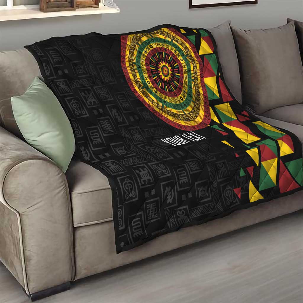 Personalized Adinkra Afro-Akan Culture Quilt Afrikan Colors