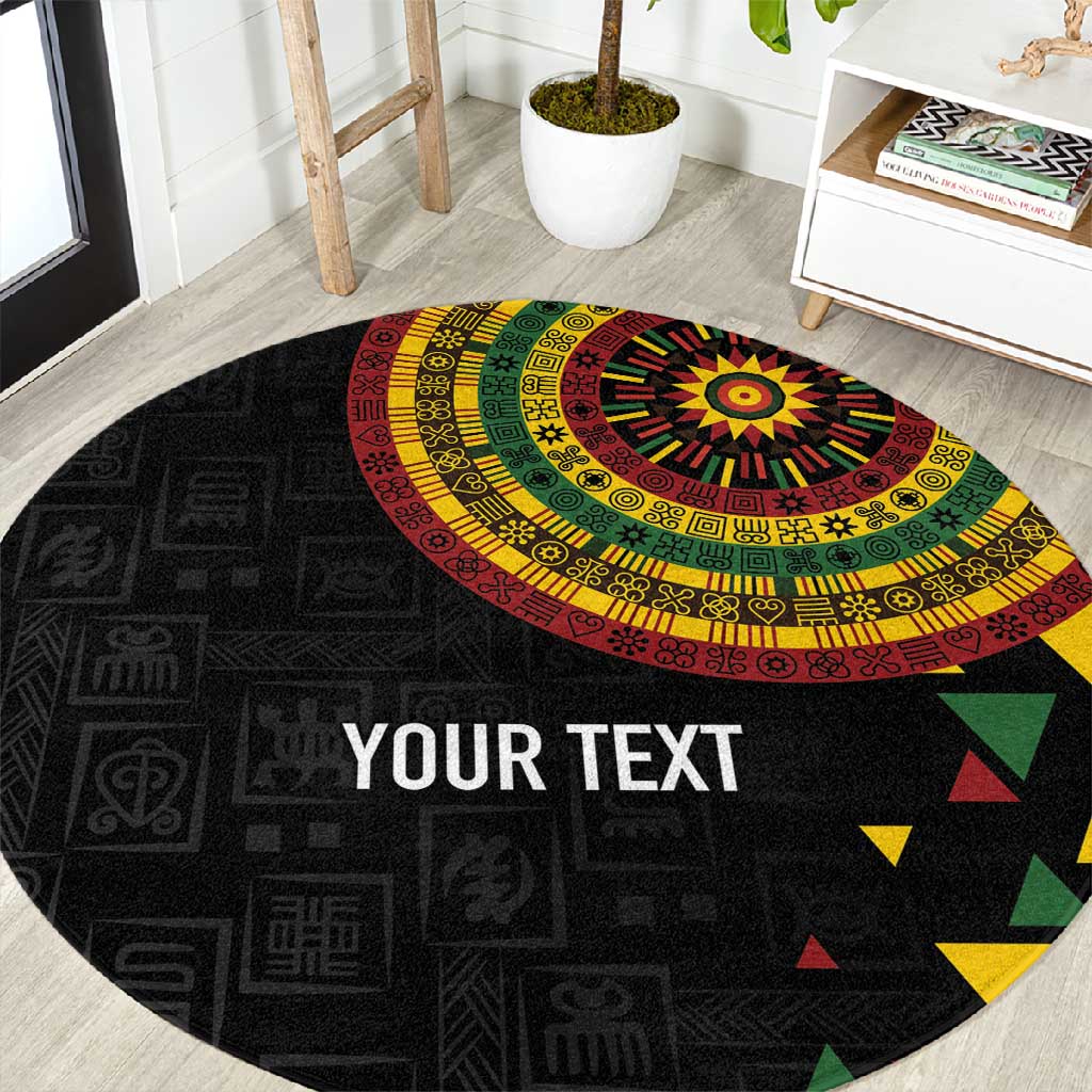 Personalized Adinkra Afro-Akan Culture Round Carpet Afrikan Colors