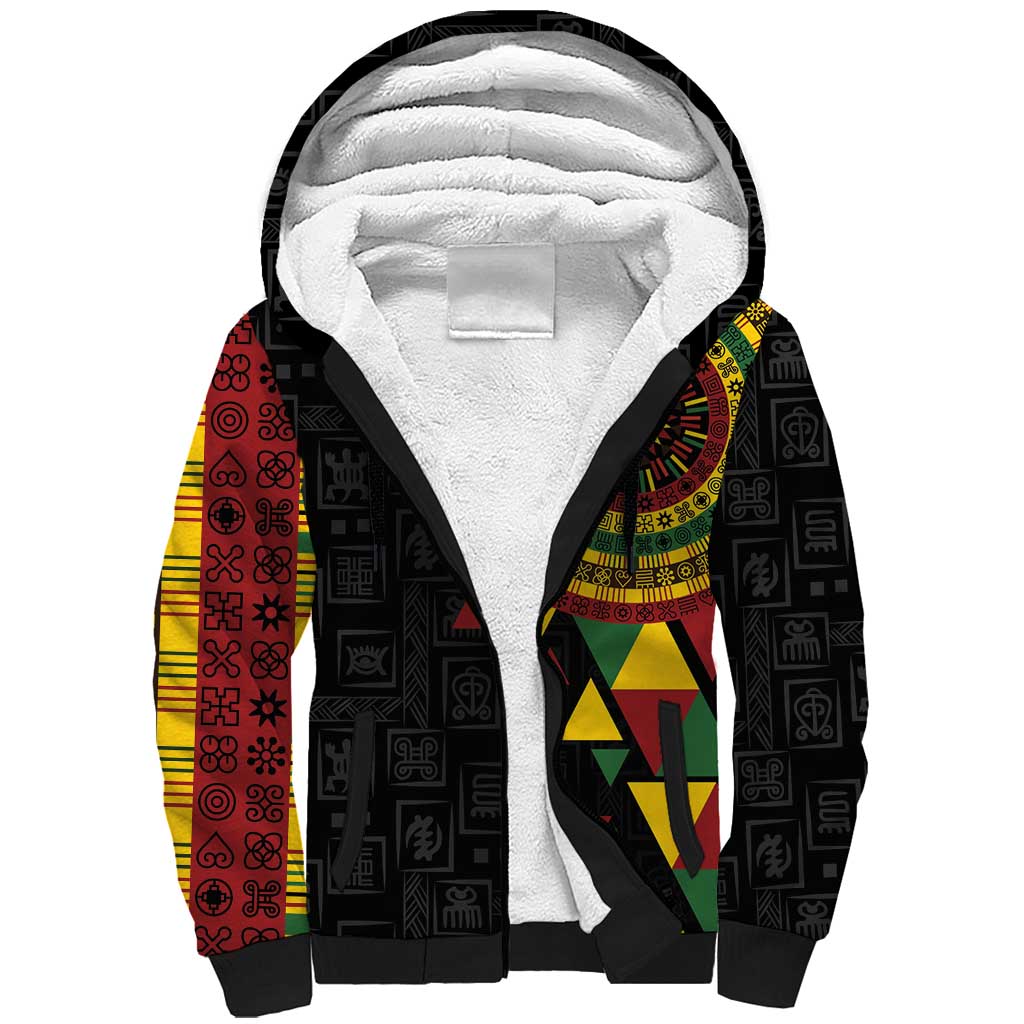 Personalized Adinkra Afro-Akan Culture Sherpa Hoodie Afrikan Colors