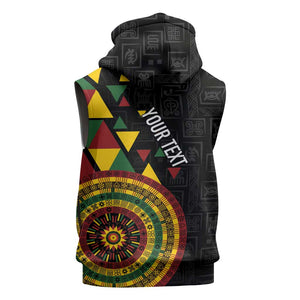 Personalized Adinkra Afro-Akan Culture Sleeveless Hoodie Afrikan Colors - African Pride