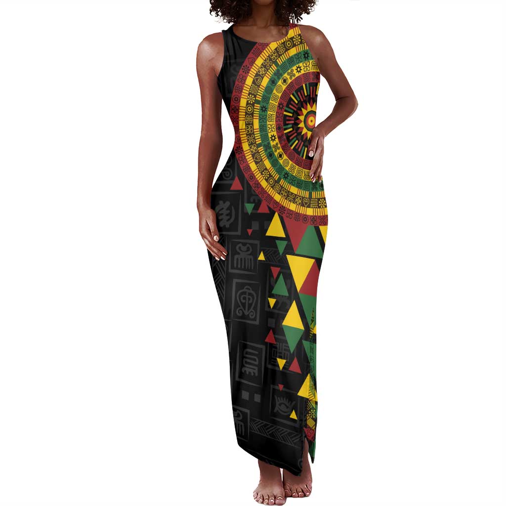 Personalized Adinkra Afro-Akan Culture Tank Maxi Dress Afrikan Colors
