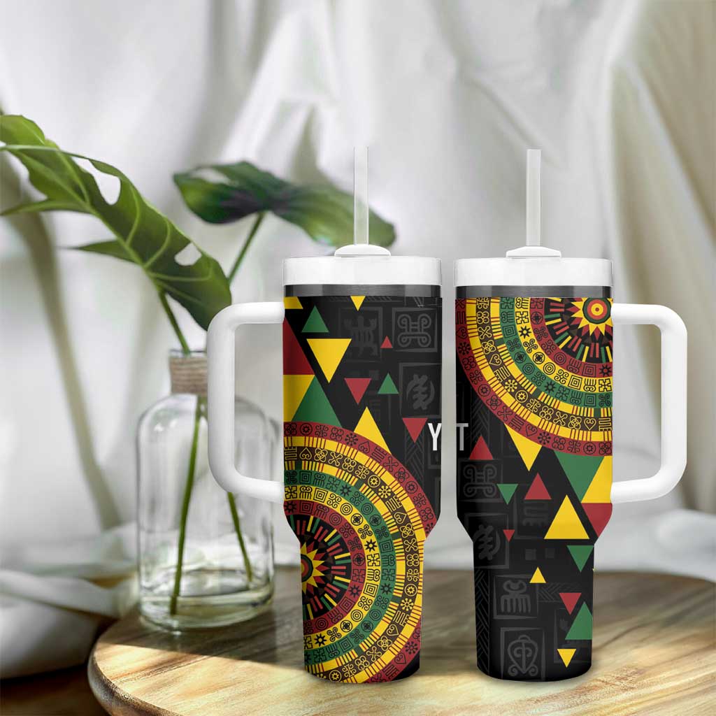 Personalized Adinkra Afro-Akan Culture Tumbler With Handle Afrikan Colors