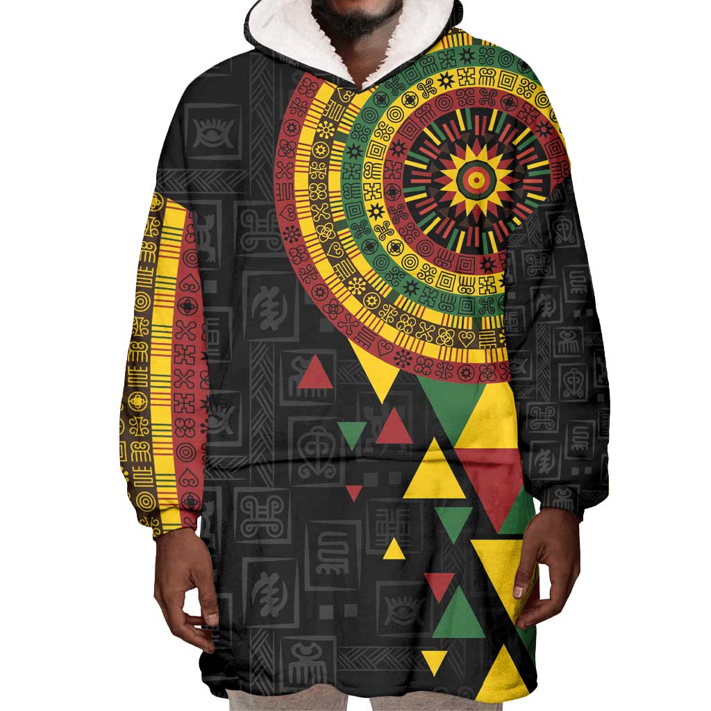 Personalized Adinkra Afro-Akan Culture Wearable Blanket Hoodie Afrikan Colors