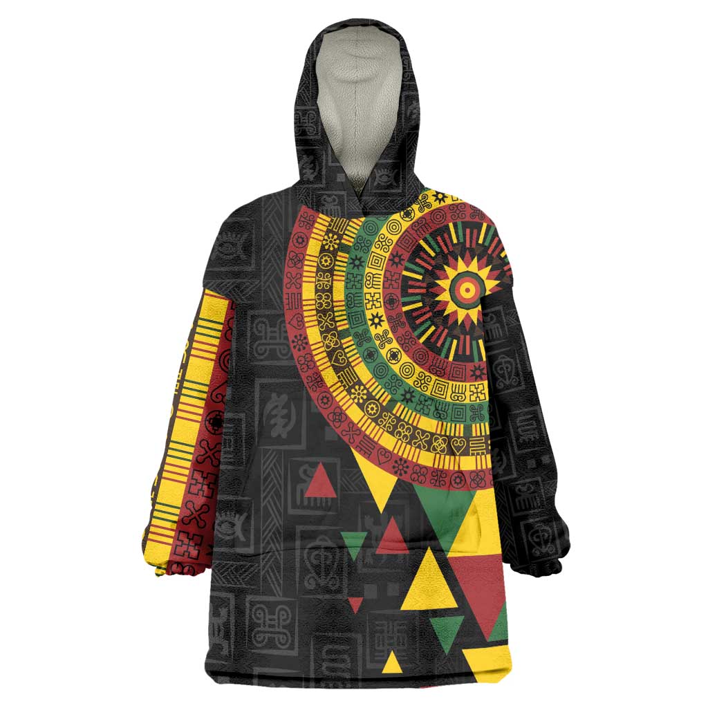 Personalized Adinkra Afro-Akan Culture Wearable Blanket Hoodie Afrikan Colors