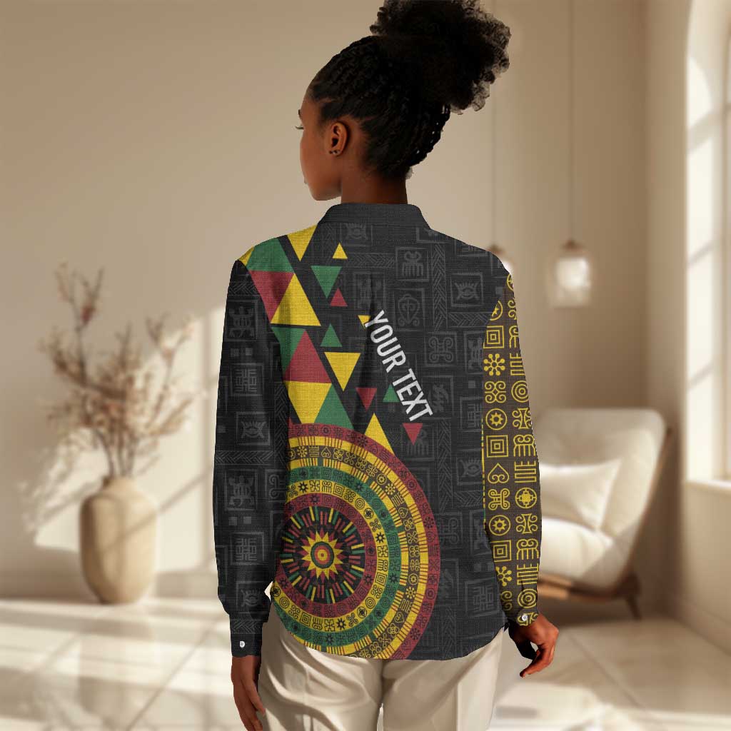 Personalized Adinkra Afro-Akan Culture Women Casual Shirt Afrikan Colors