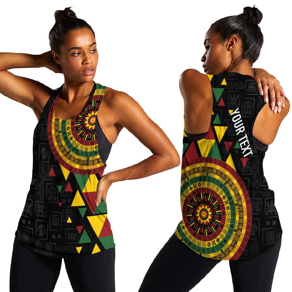 Personalized Adinkra Afro-Akan Culture Women Racerback Tank Afrikan Colors