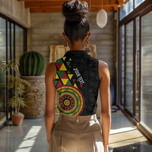 Personalized Adinkra Afro-Akan Culture Women Sleeveless Polo Shirt Afrikan Colors