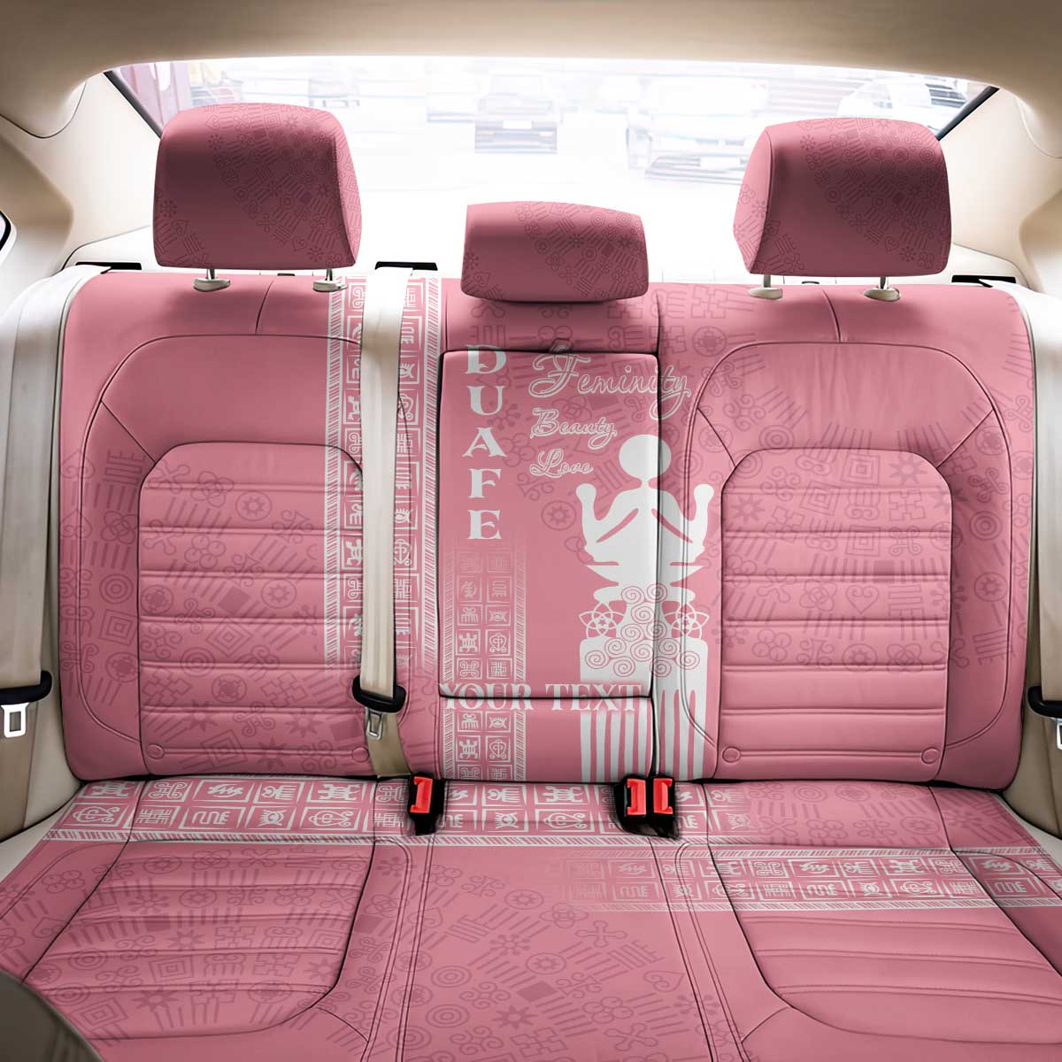 Personalized Adinkra Afro-Akan Culture Back Car Seat Cover Duafe - Women's Day