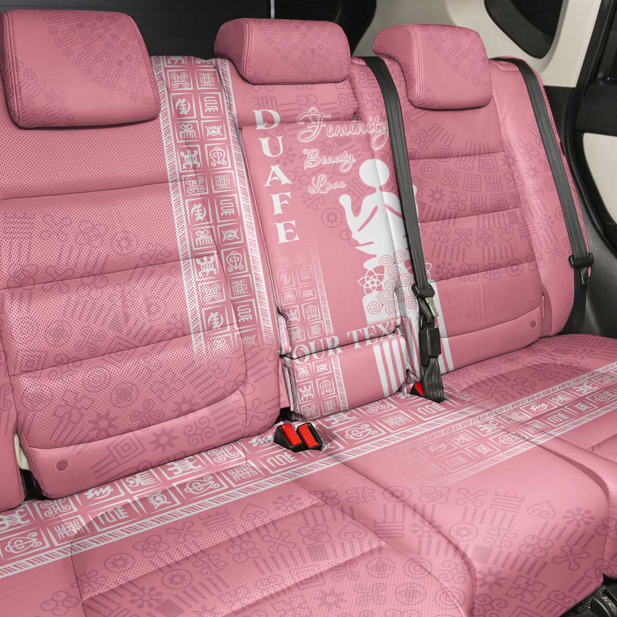 Personalized Adinkra Afro-Akan Culture Back Car Seat Cover Duafe - Women's Day