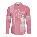 Personalized Adinkra Afro-Akan Culture Long Sleeve Button Shirt Duafe - Women's Day