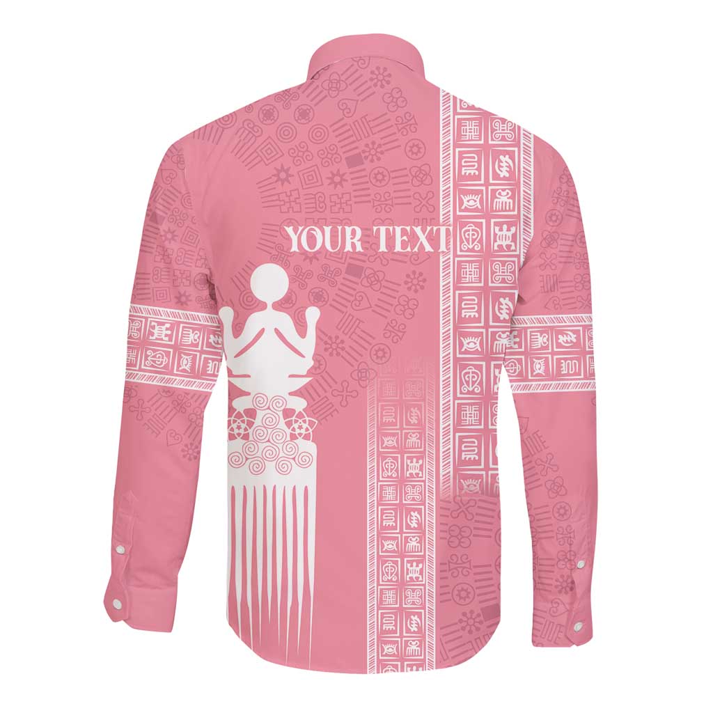 Personalized Adinkra Afro-Akan Culture Long Sleeve Button Shirt Duafe - Women's Day