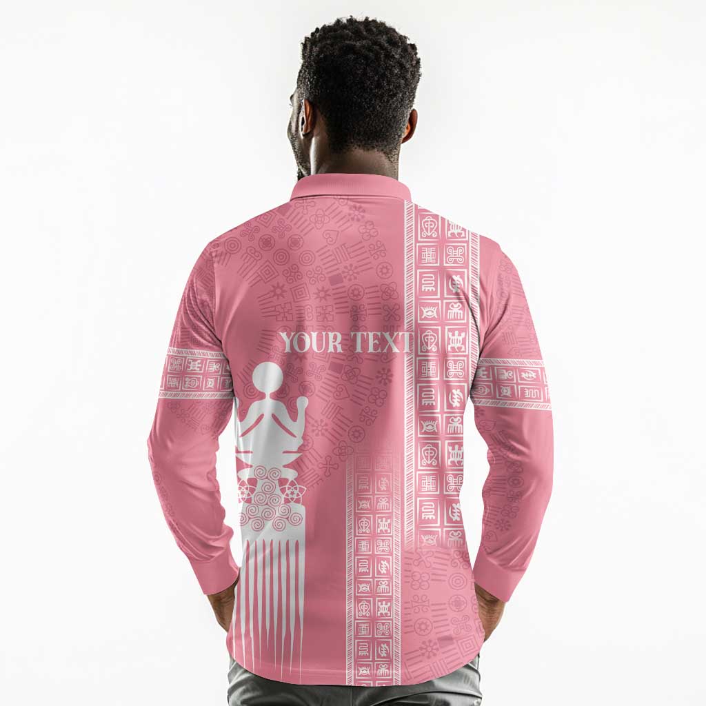 Personalized Adinkra Afro-Akan Culture Long Sleeve Polo Shirt Duafe - Women's Day