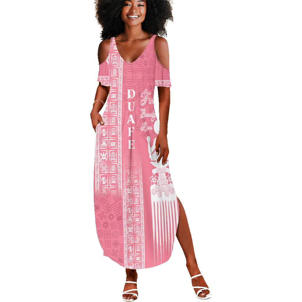 Personalized Adinkra Afro-Akan Culture Summer Maxi Dress Duafe - Women's Day