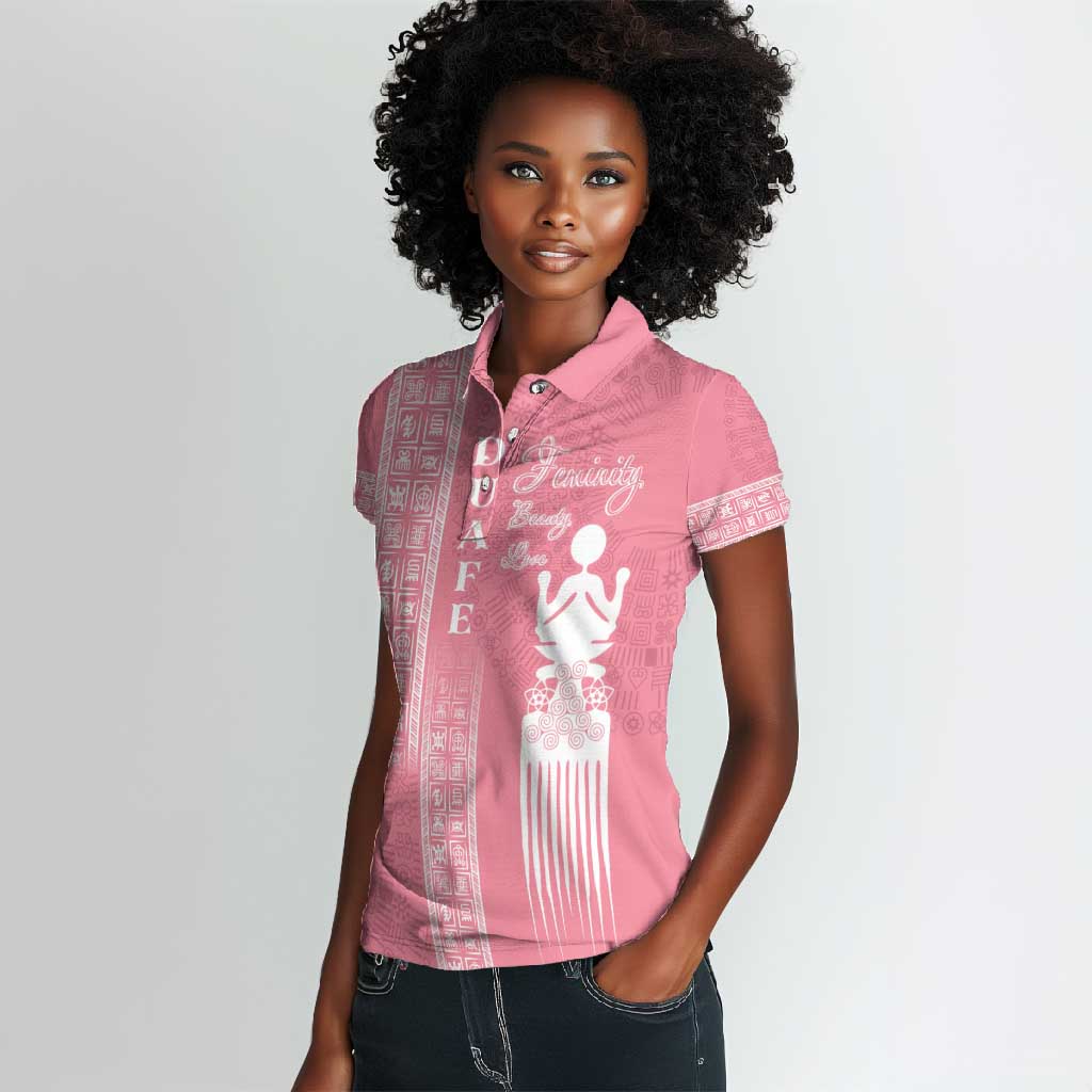 Personalized Adinkra Afro-Akan Culture Women Polo Shirt Duafe - Women's Day