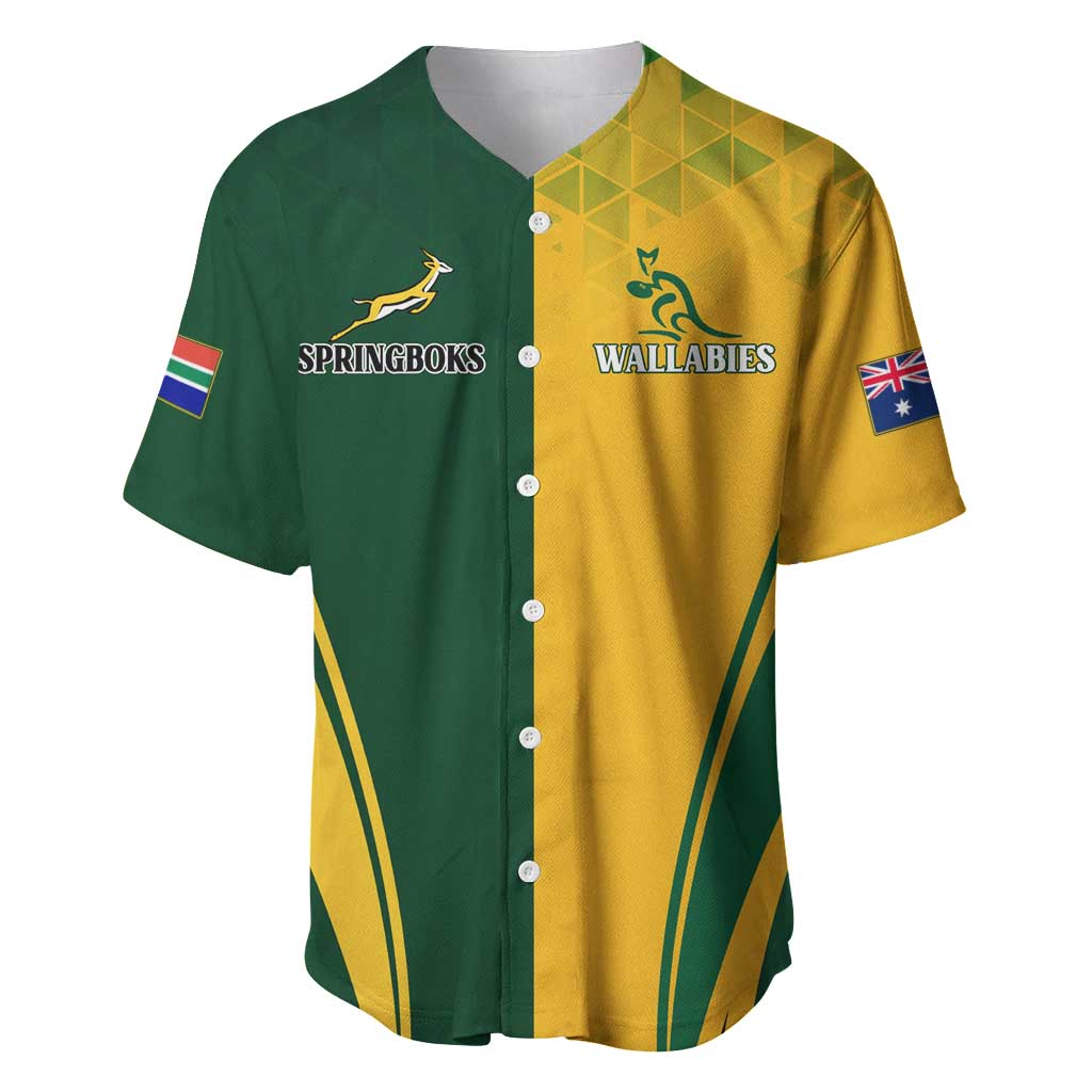 Personalised Australia Mix South Africa Rugby Baseball Jersey Wallabies And Springboks - Champions Special Ver