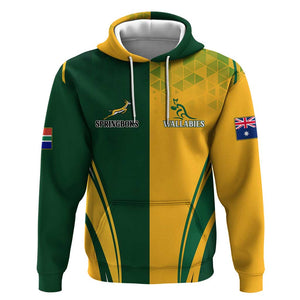 Personalised Australia Mix South Africa Rugby Hoodie Wallabies And Springboks - Champions Special Ver