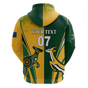 Personalised Australia Mix South Africa Rugby Hoodie Wallabies And Springboks - Champions Special Ver