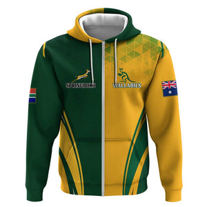 Personalised Australia Mix South Africa Rugby Hoodie Wallabies And Springboks - Champions Special Ver