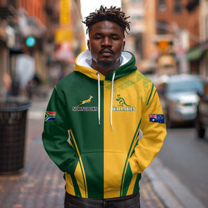 Personalised Australia Mix South Africa Rugby Hoodie Wallabies And Springboks - Champions Special Ver