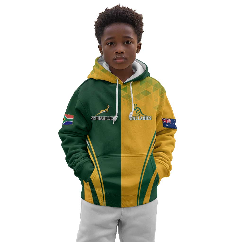 Personalised Australia Mix South Africa Rugby Kid Hoodie Wallabies And Springboks - Champions Special Ver