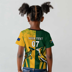 Personalised Australia Mix South Africa Rugby Kid T shirt Wallabies And Springboks - Champions Special Ver