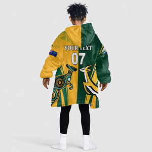 Personalised Australia Mix South Africa Rugby Kid Wearable Blanket Hoodie Wallabies And Springboks - Champions Special Ver