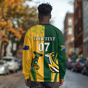 Personalised Australia Mix South Africa Rugby Long Sleeve Shirt Wallabies And Springboks - Champions Special Ver LT7