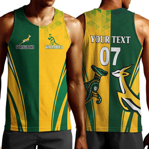 Personalised Australia Mix South Africa Rugby Men Tank Top Wallabies And Springboks - Champions Special Ver