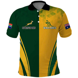 Personalised Australia Mix South Africa Rugby Polo Shirt Wallabies And Springboks - Champions Special Ver