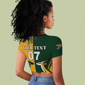 Personalised Australia Mix South Africa Rugby Raglan Cropped T shirt Wallabies And Springboks - Champions Special Ver