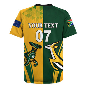 Personalised Australia Mix South Africa Rugby Rugby Jersey Wallabies And Springboks - Champions Special Ver