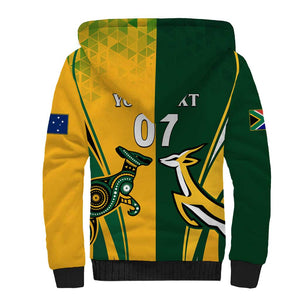 Personalised Australia Mix South Africa Rugby Sherpa Hoodie Wallabies And Springboks - Champions Special Ver