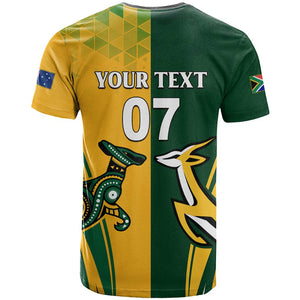 Personalised Australia Mix South Africa Rugby T shirt Wallabies And Springboks - Champions Special Ver