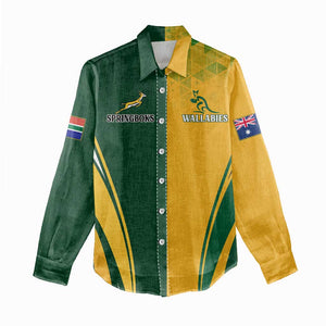 Personalised Australia Mix South Africa Rugby Women Casual Shirt Wallabies And Springboks - Champions Special Ver